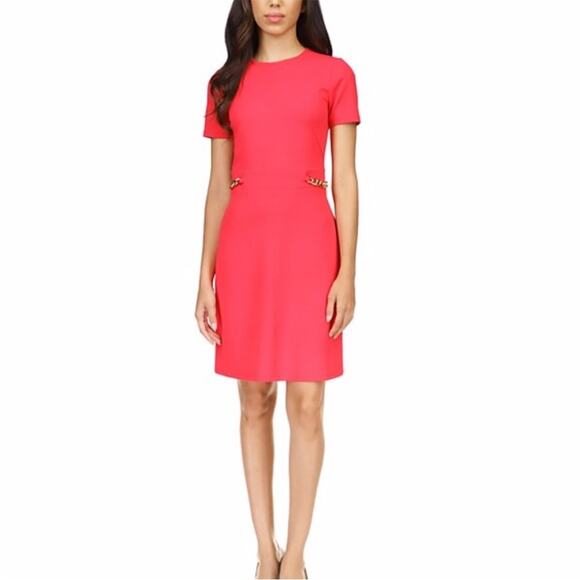 Michael Kors Scuba Crepe Chain Trim Mini dress deep pink - 1X - Picture 1 of 11